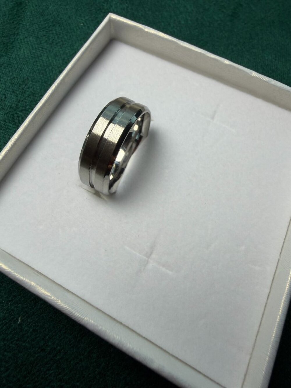 MEN's Stainless Steel Brushed Center Groove Band Ring Sizes 9-10